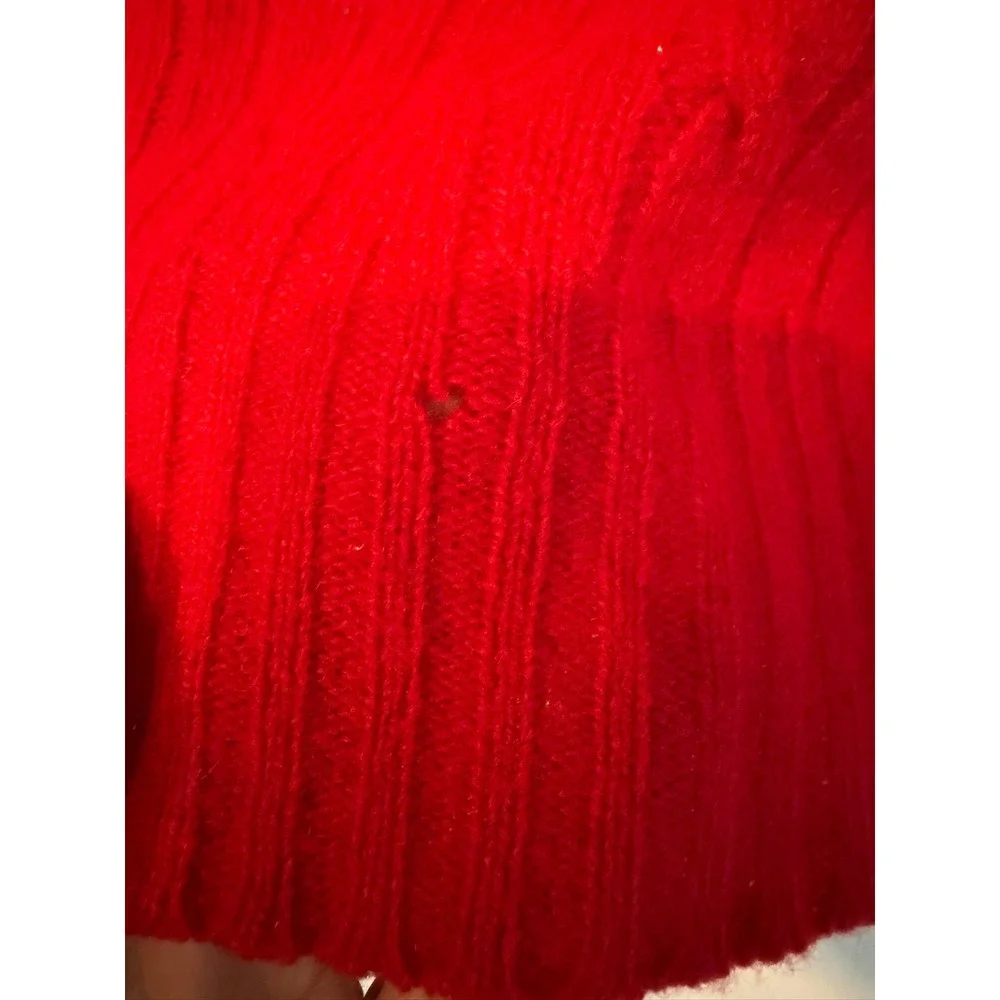 Polo Ralph Lauren Red Cable Knit‎ Lambswool Crewneck Sweater Mens XL Vintage